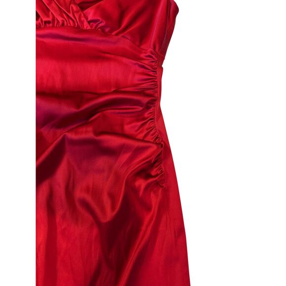LAUREN RALPH LAUREN RUBY RED Satin Surplice Cocktail Party Sheath Dress Size 6 - Picture 8 of 11